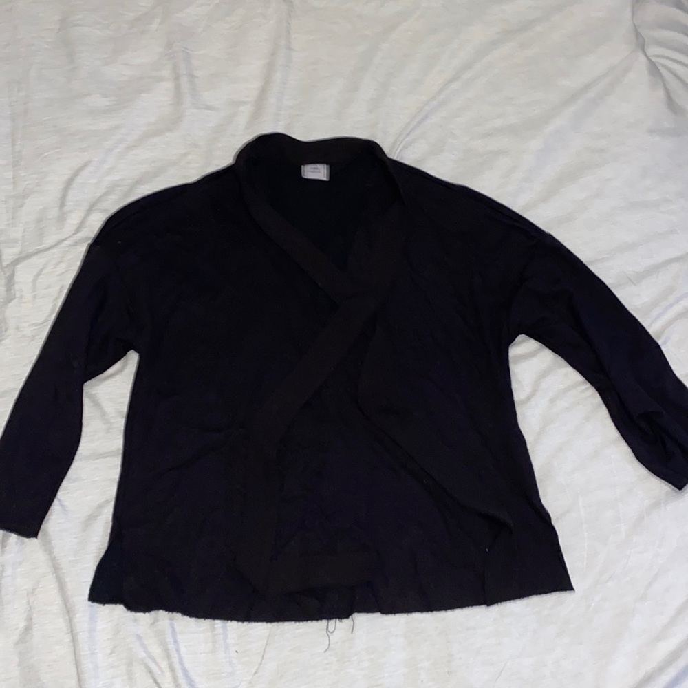 Zara three-quarter sleeved tied neck  black blouse